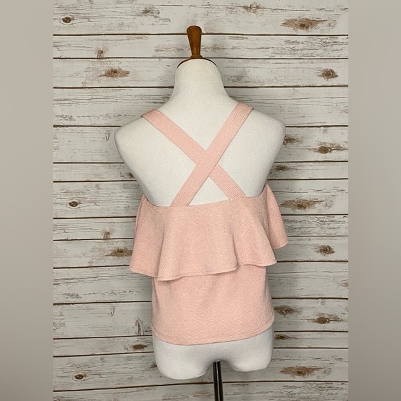 Madewell pink ballet core textured ruffled tank top - Picture 4 of 5
